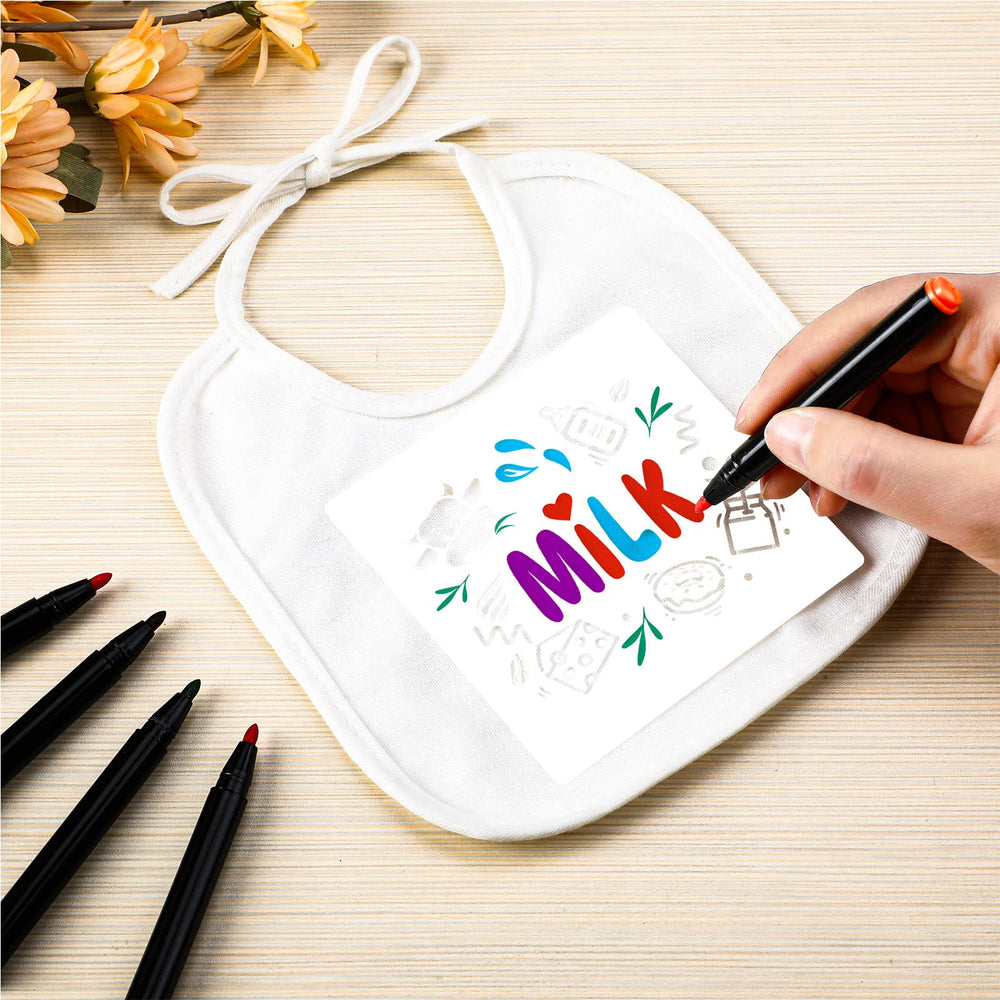 Jutom 2-ply bibs with waterproof back help keep clothing clean during meals.