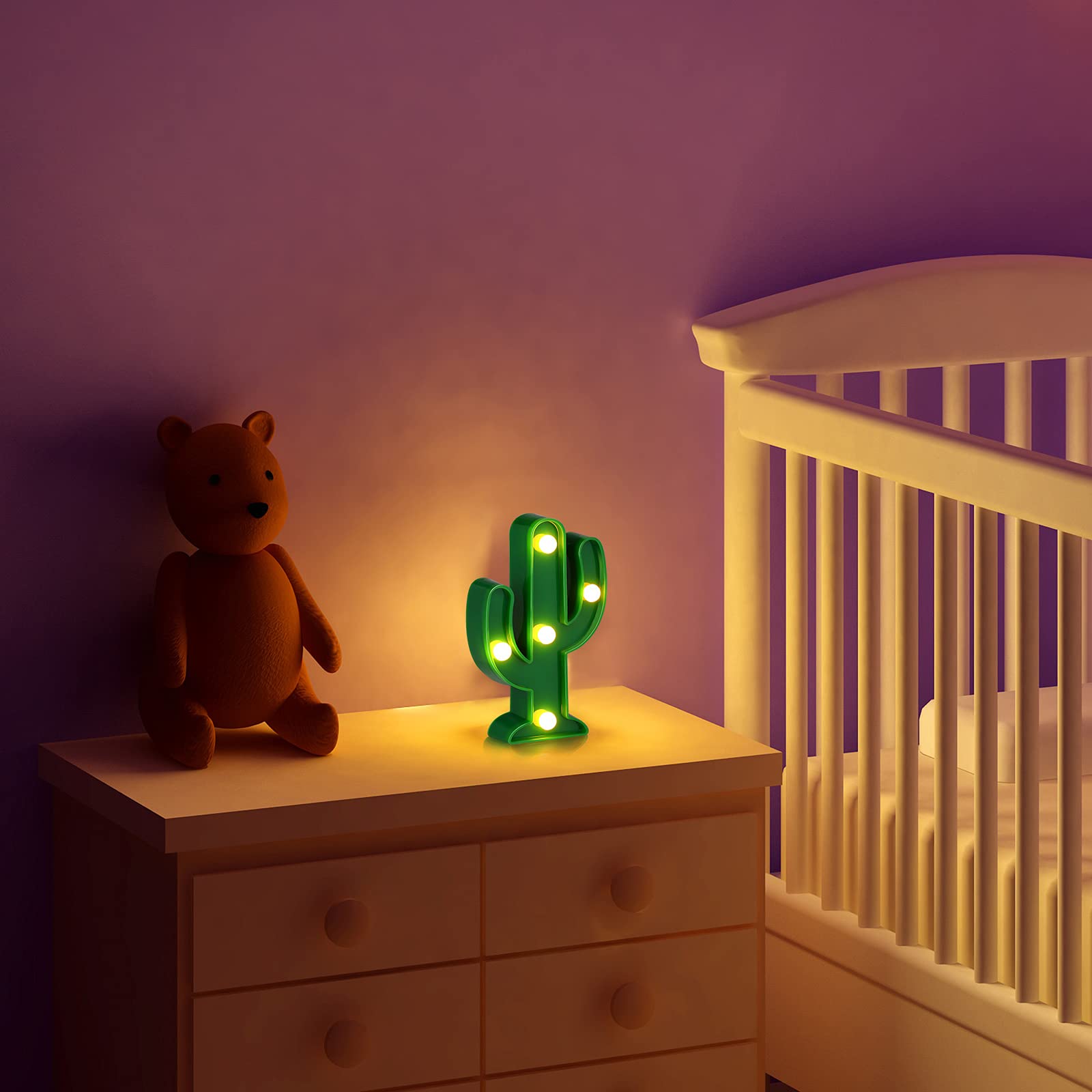 Jutom cactus table lamp provides soft, safe light for nighttime reading