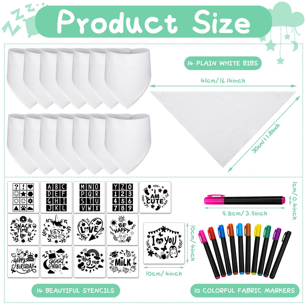 Jutom white bandana bibs arranged for easy customization on babies' outfits.