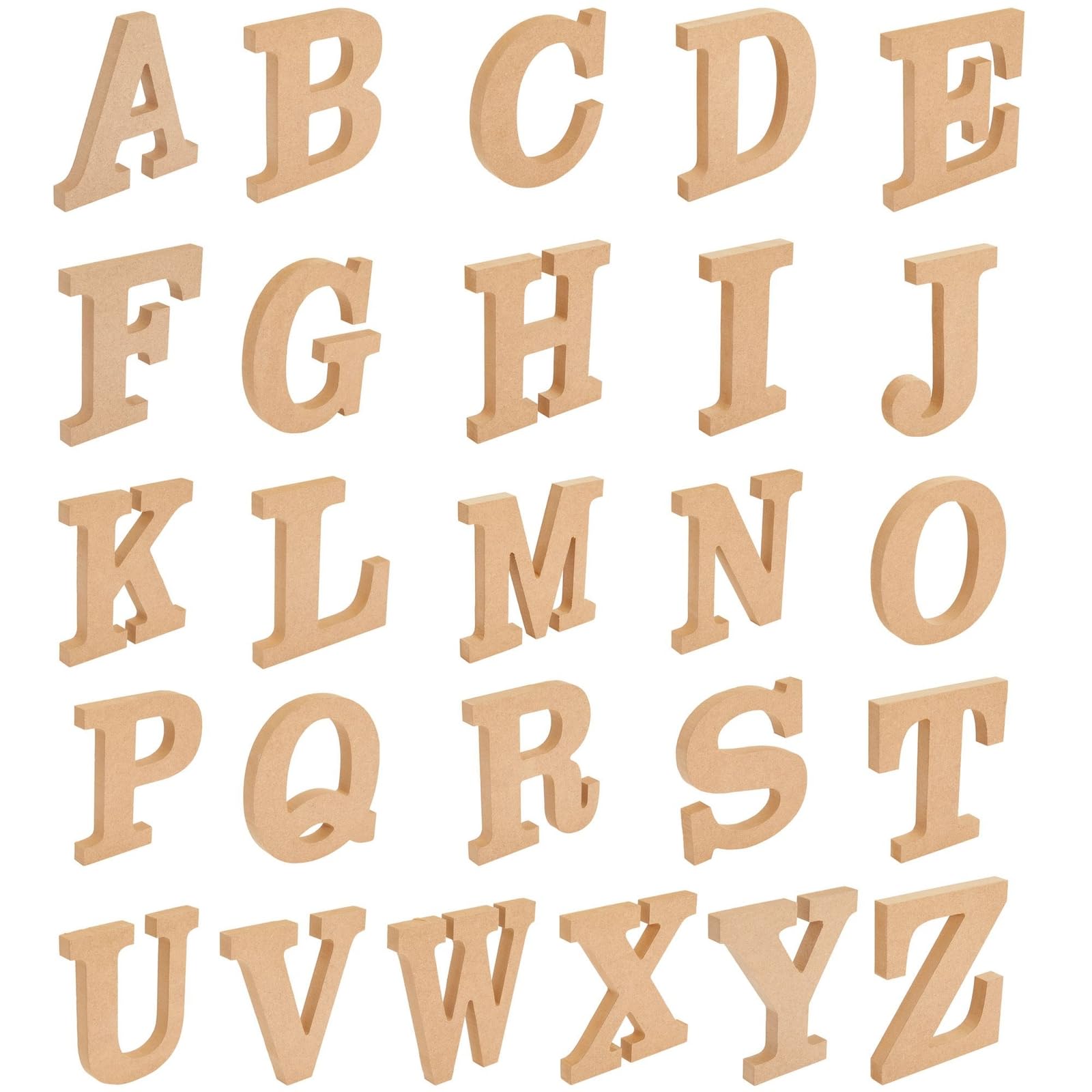 Juvale 3D wood letters pack enables versatile wall decor and personalized signs.