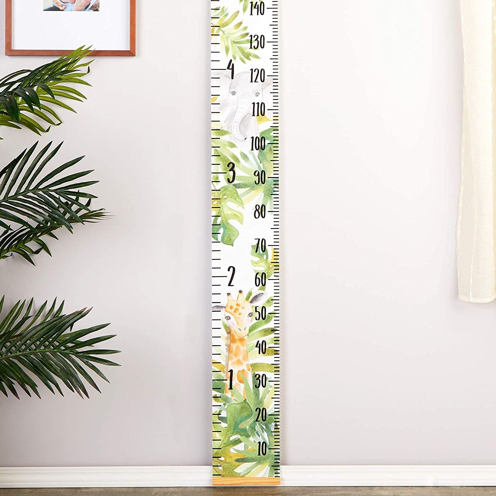 Juvale kids height chart with safari animals; easy to install with rope.