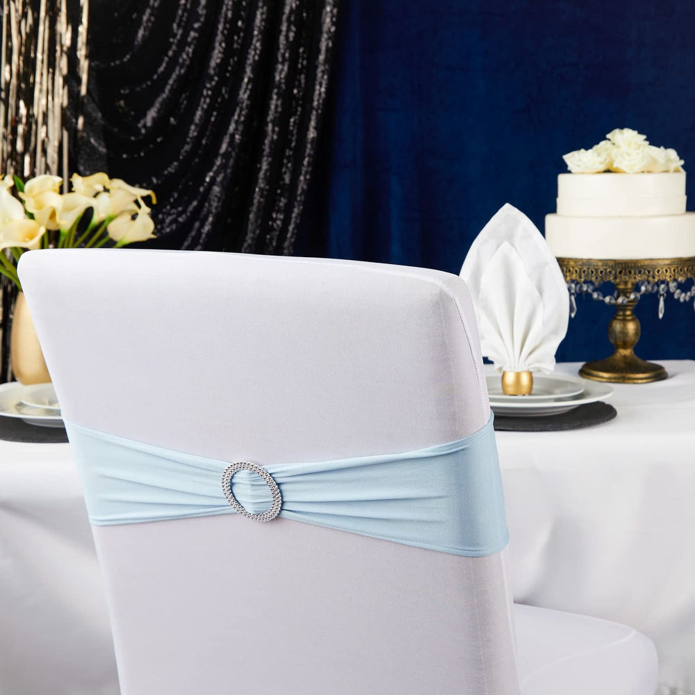 Juvale light blue chair sash pack of 50 ready for large event decoration.