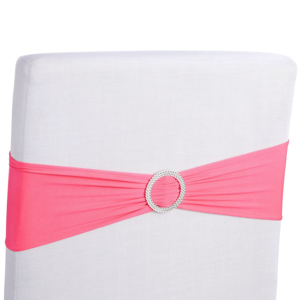 Juvale pink chair sash with silver buckle on chair back adds elegant wedding decor