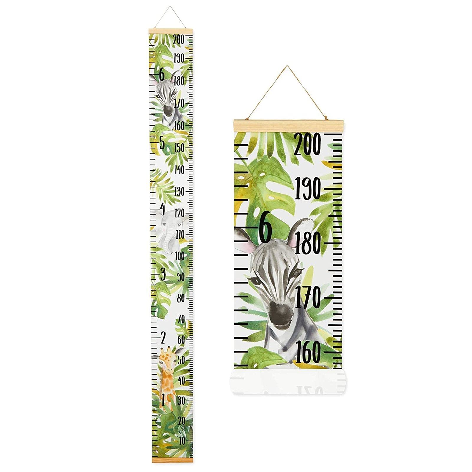 Juvale Safari Growth Chart canvas on wall, durable height-tracking decor.