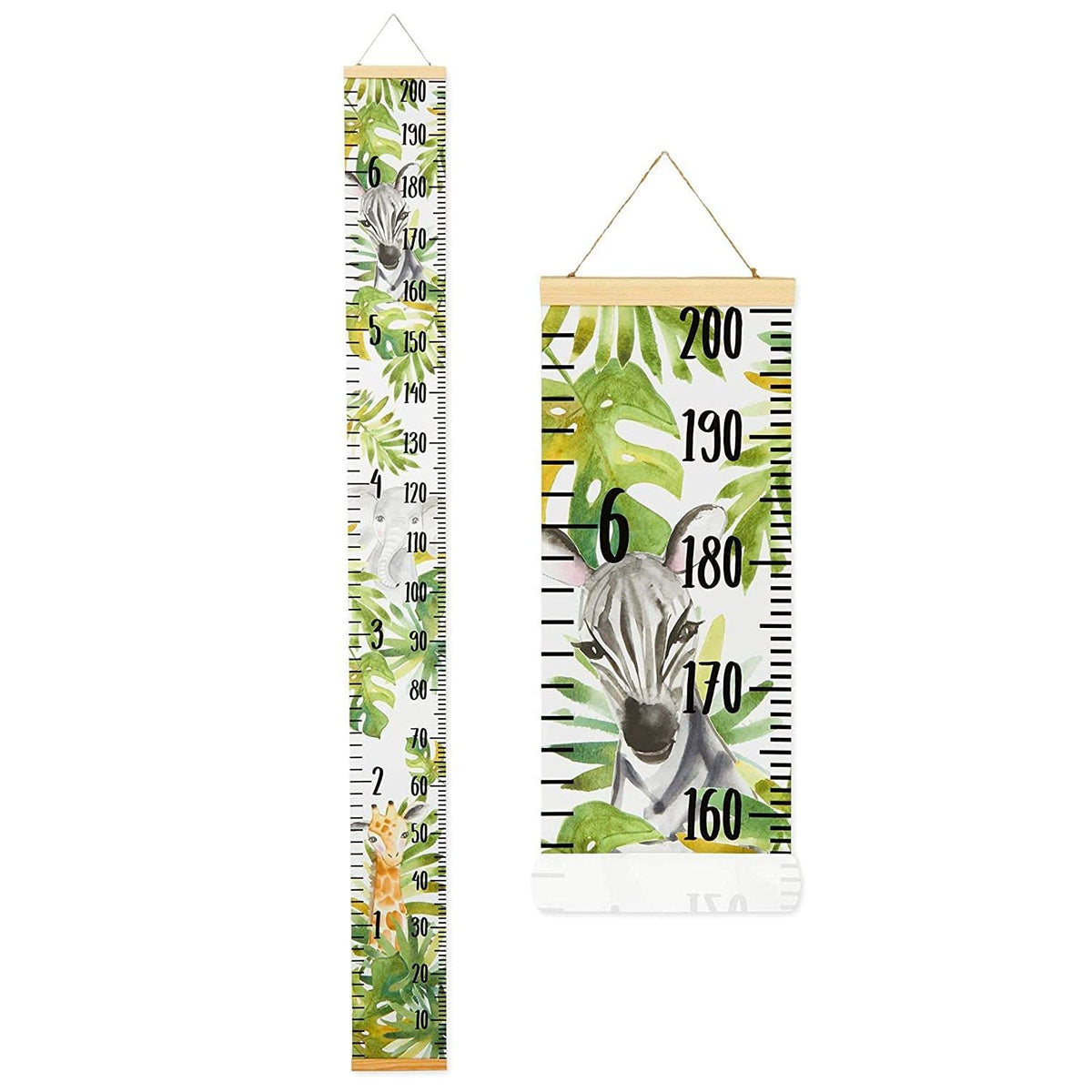 Juvale Safari Growth Chart canvas on wall, durable height-tracking decor.