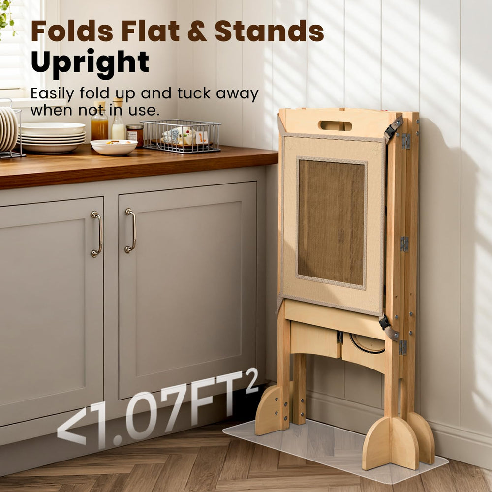 JUZBOT toddler tower with safety net, secure stance for toddlers.