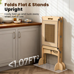 JUZBOT toddler tower with safety net, secure stance for toddlers.