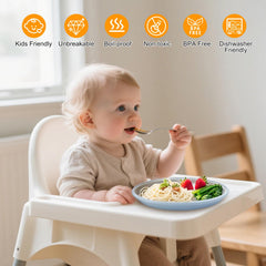 JVEOO 4-pack baby plates set ready for independent eating at home and travel