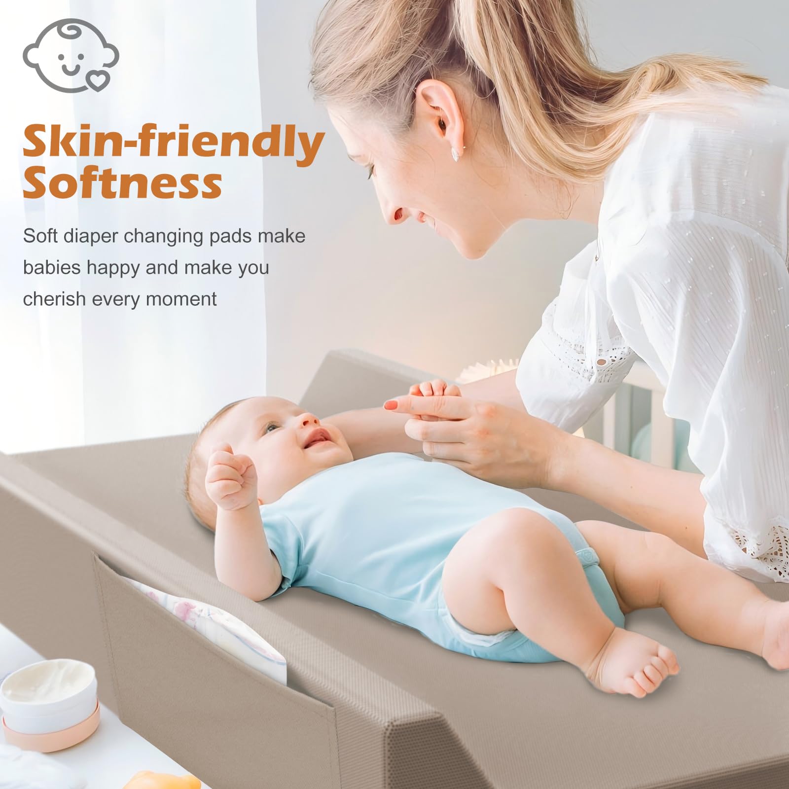 JVEOO changing pad contoured anti-roll sides prevent rolling during changes