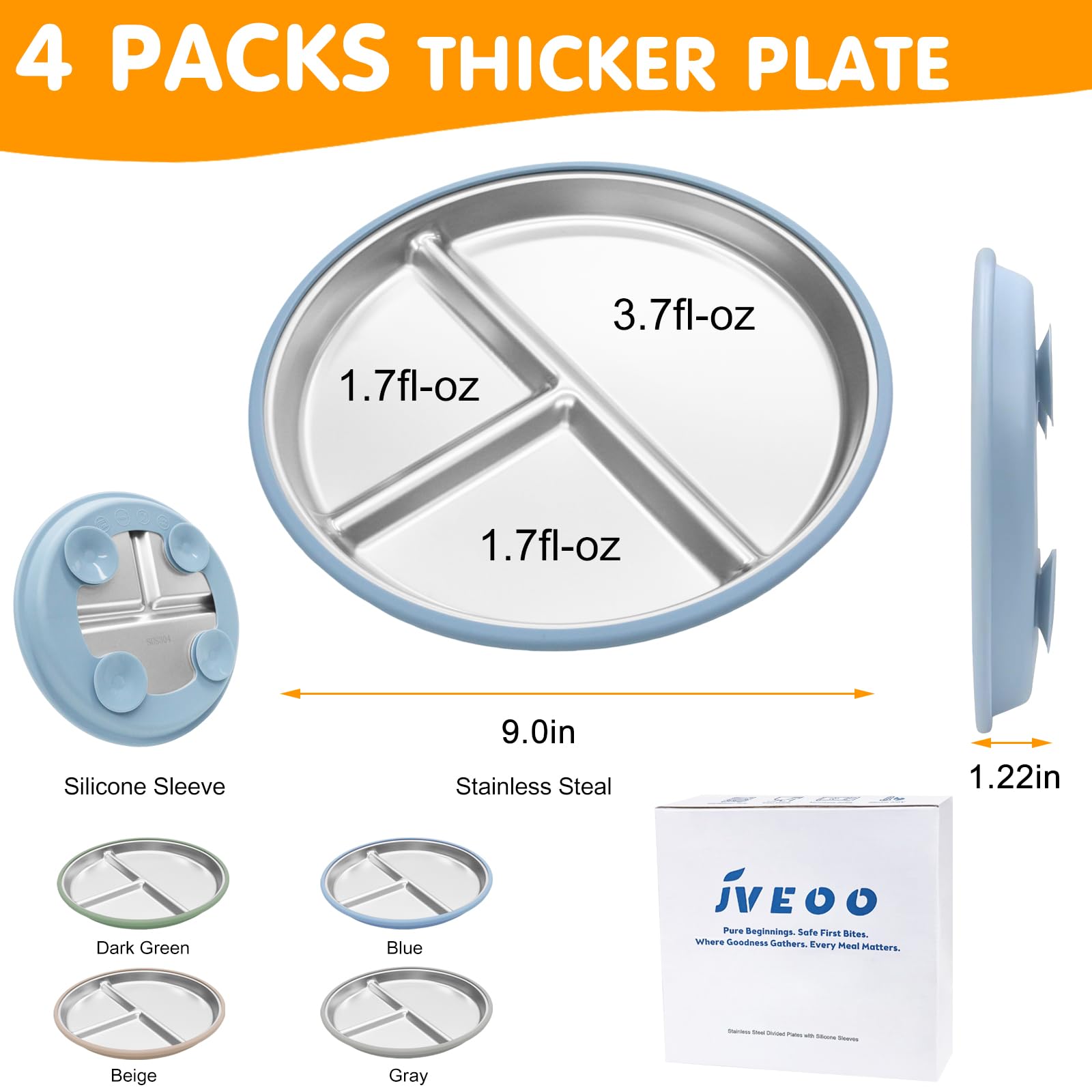 JVEOO ergonomic shallow scoop aids little hands during self-feeding