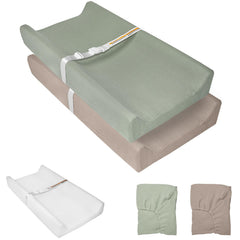 JVEOO muslin baby changing pad cover two-pack showcases soft breathable fabric for gentle diaper changes.