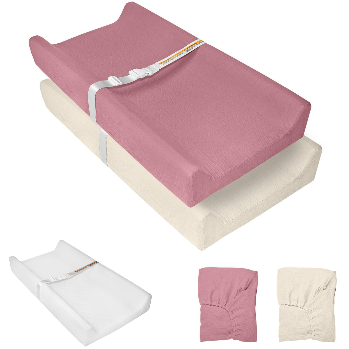 JVEOO muslin changing pad cover two-pack for soft, breathable diaper changes