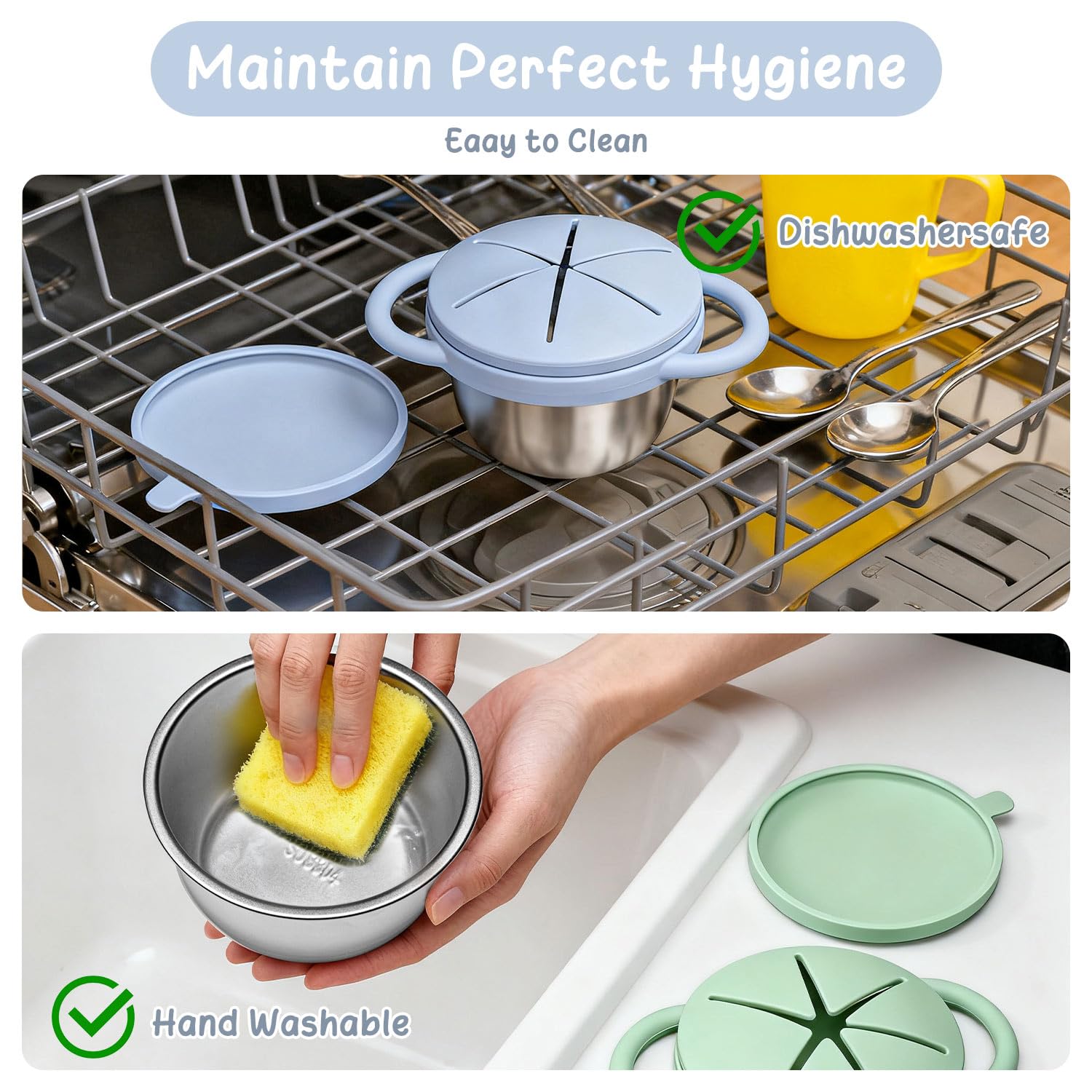 JVEOO dishwasher-safe base for quick cleanup after busy snack times.