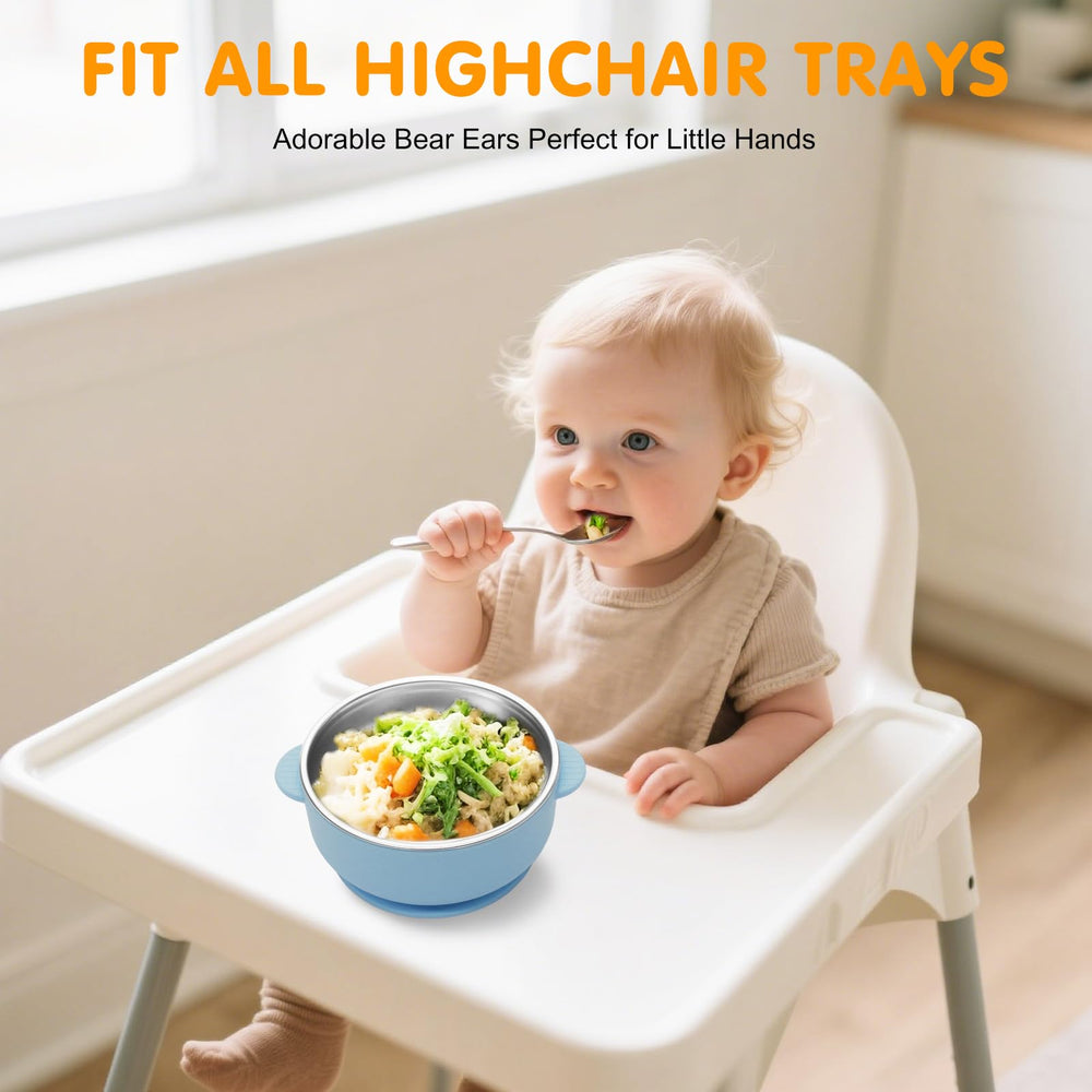 JVEOO suction base securing bowl to highchair tray during meals
