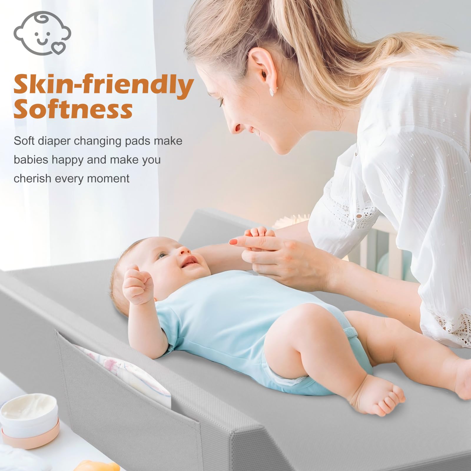 JVEOO changing pad contoured sides cradle baby during changes