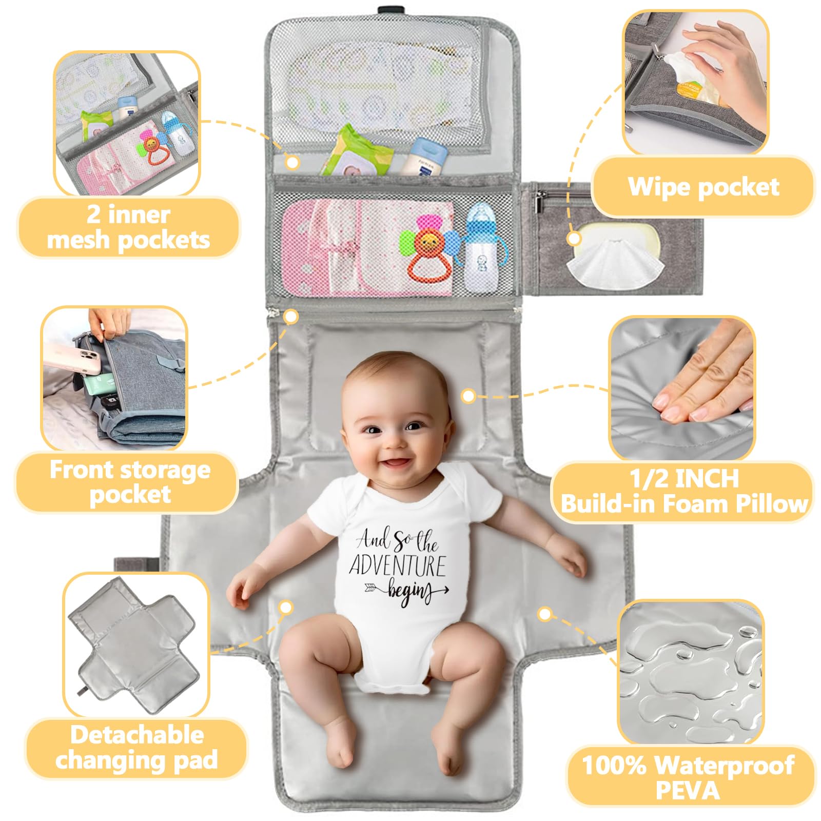 JWEX baby onesies featuring Let the Adventure Begin, breathable for gentle skin.
