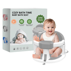 JWPEHOE baby bath seat with 360° protection for safe bathing.