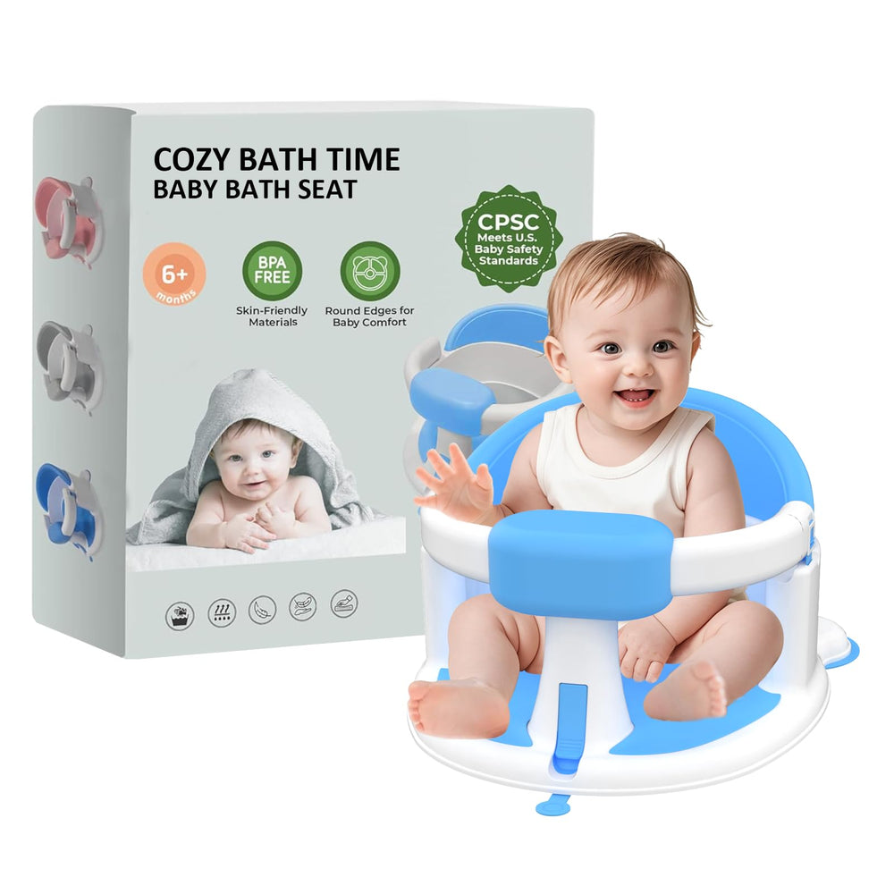 JWPEHOE baby bath seat shows 360° protection for secure bath time