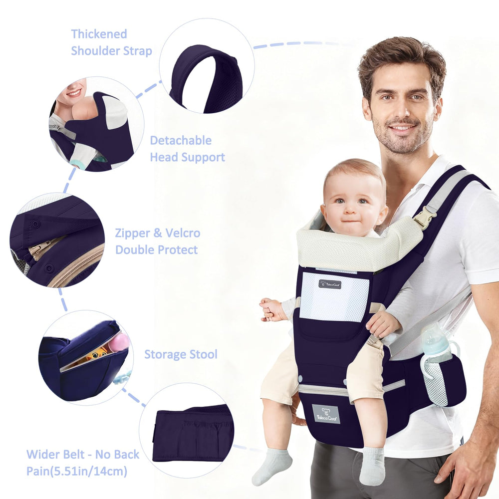 JWPEHOE baby carrier breathable 3D mesh and cotton for comfortable all-day wear.