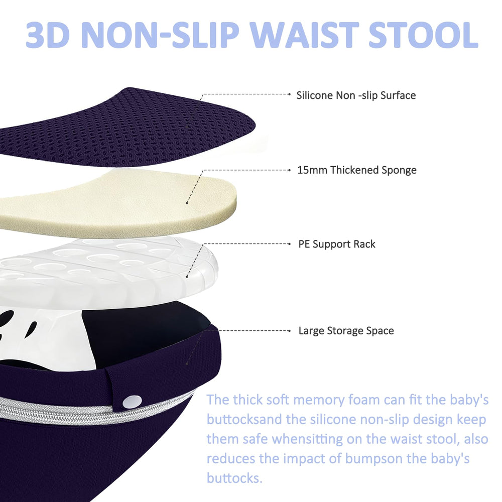 JWPEHOE ergonomic M-position hip-seat supports hip alignment for baby comfort.