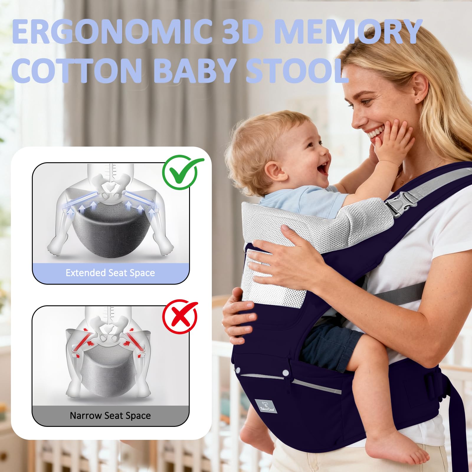 JWPEHOE extended waist belt on JWPEHOE carrier fits a wide range of bodies.