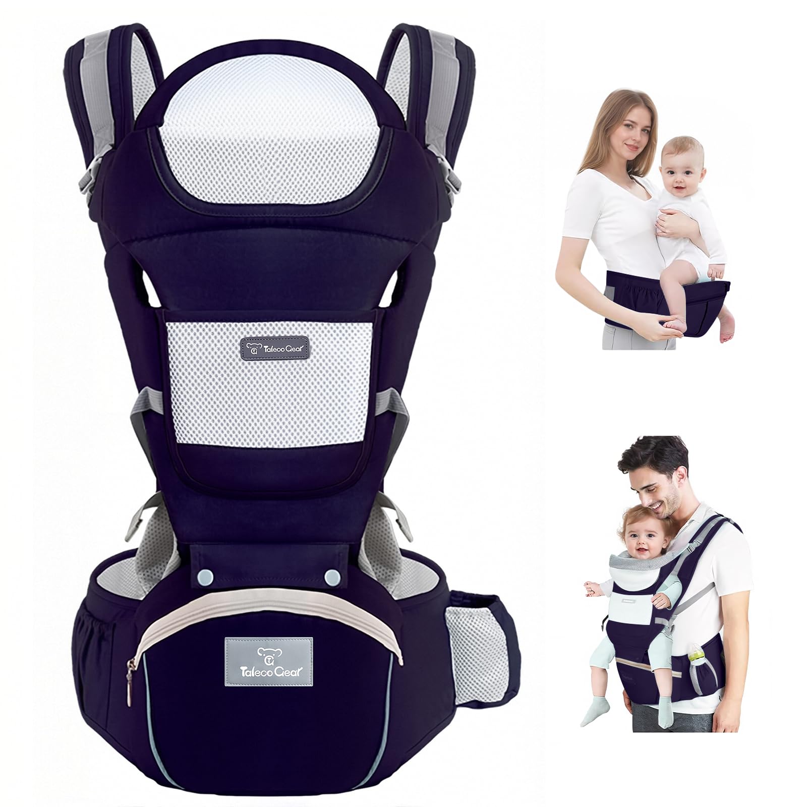 JWPEHOE baby carrier with hip-seat 6-in-1 wearing positions for versatile use.