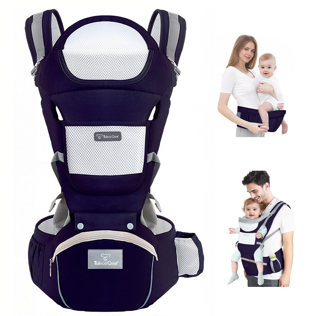 JWPEHOE baby carrier with hip-seat 6-in-1 wearing positions for versatile use.