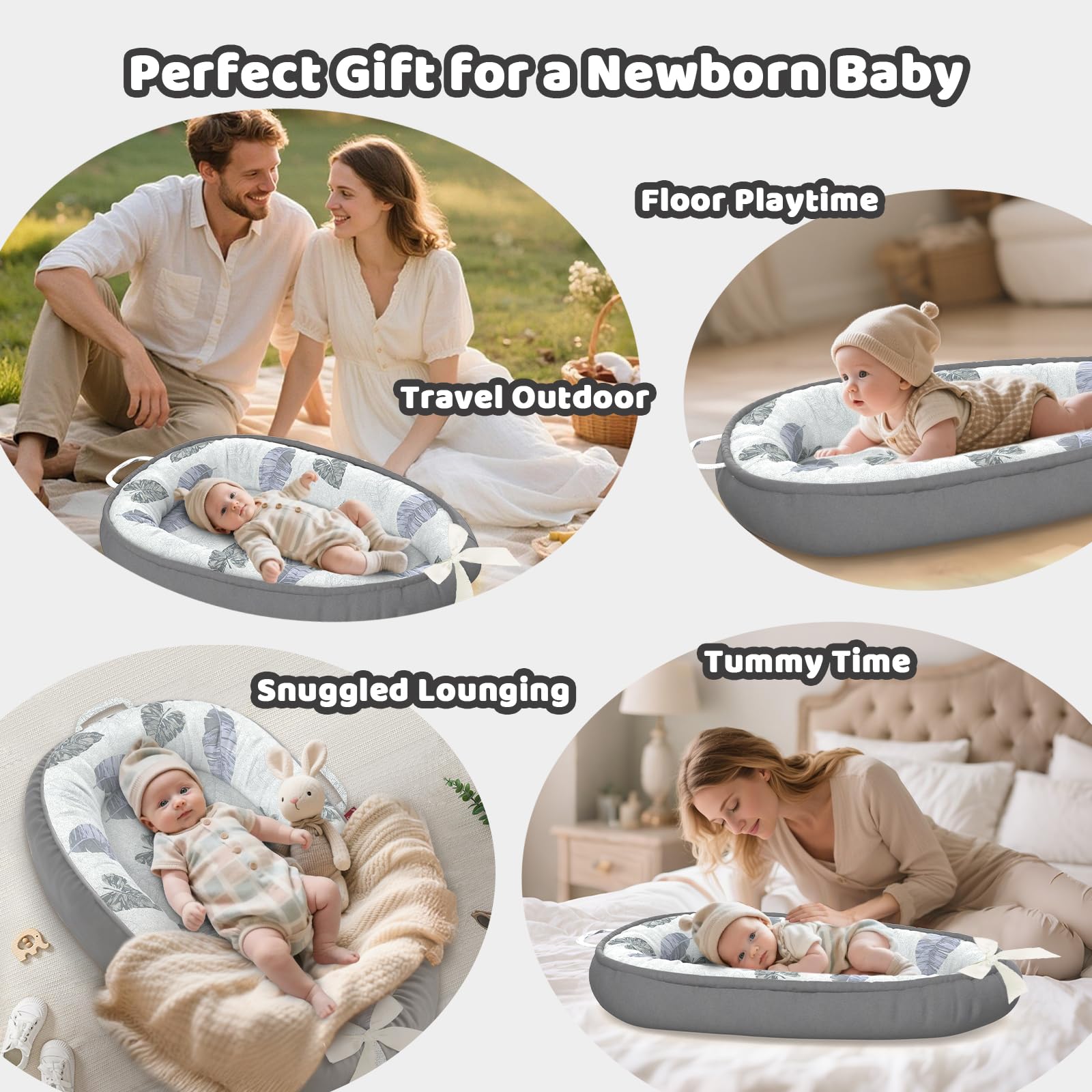 JWPEHOE Baby Lounger adjustable bow ties tailor size for 0-24 months