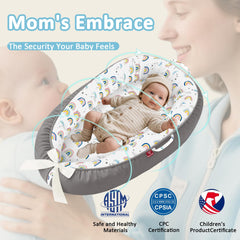 JWPEHOE Lounger with thick bumper offers all-around protection for growing babies.