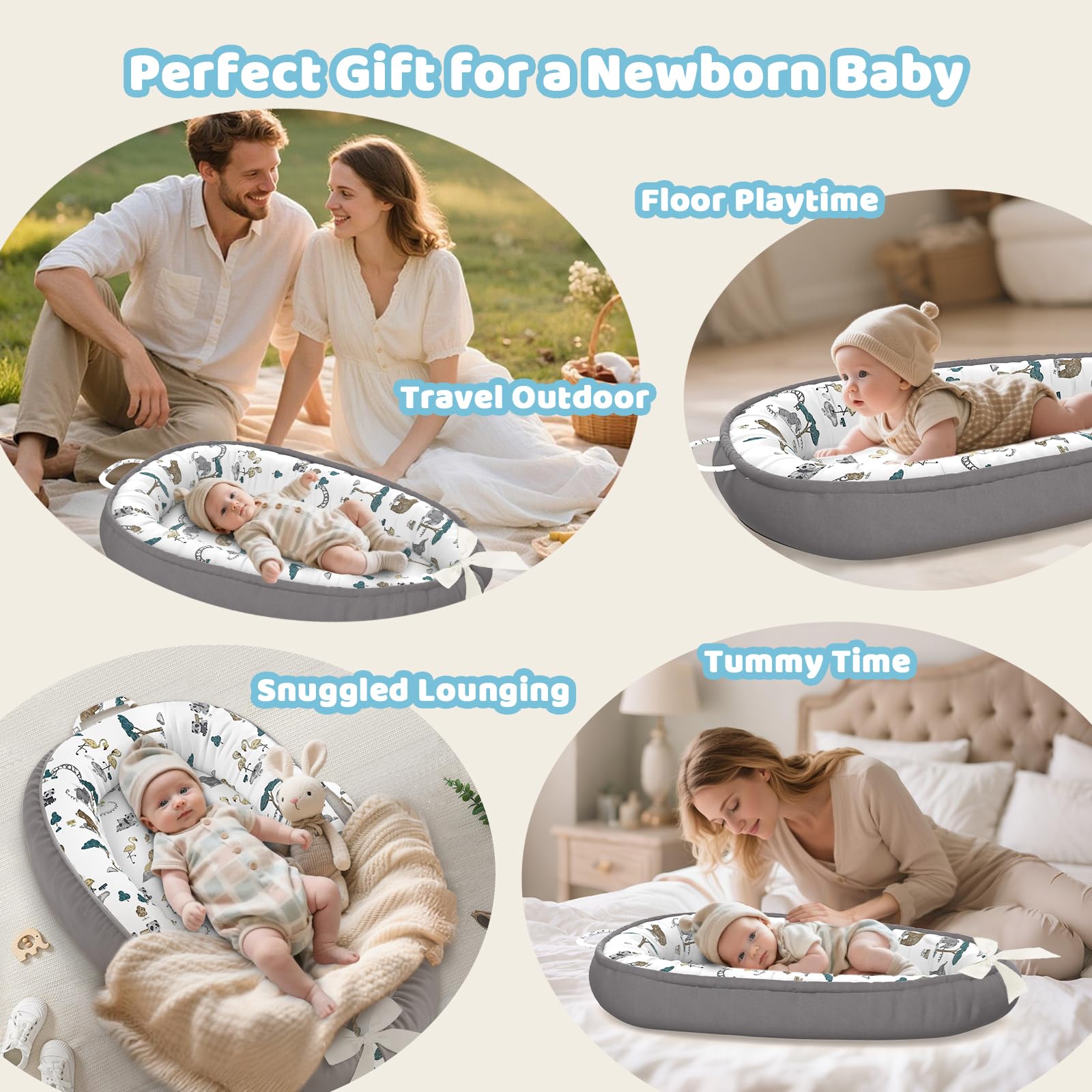 JWPEHOE baby lounger waterproof lining protects against spills