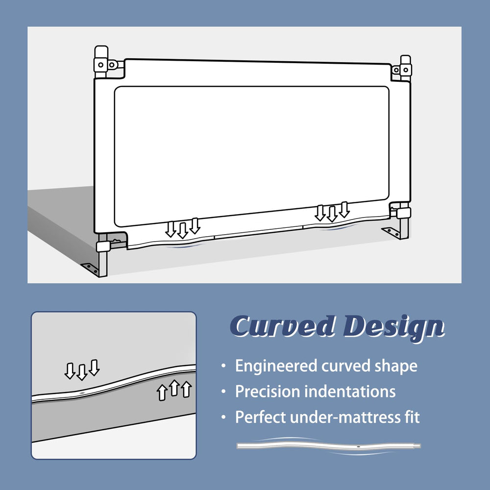 JWPEHOE bed-rail side-rail elevation shows easy raise and lower without disassembly.