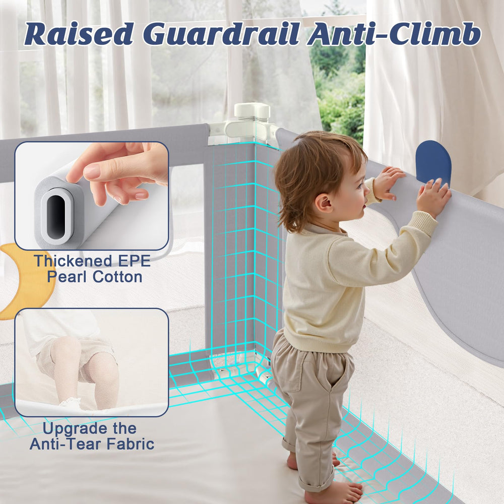JWPEHOE bed-rail soft EPE cushion provides gentle anti-collision protection.