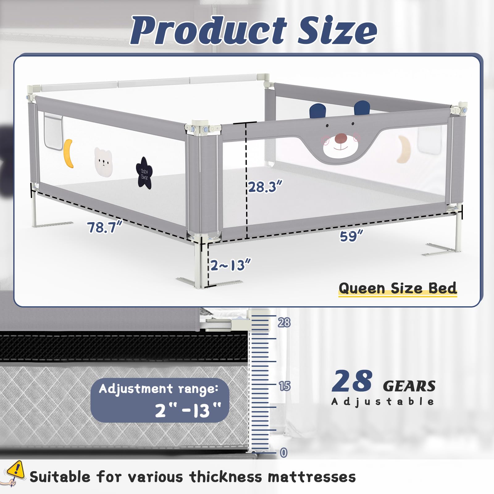 JWPEHOE bed-rail sturdy steel tubes offer reliable structural stability.