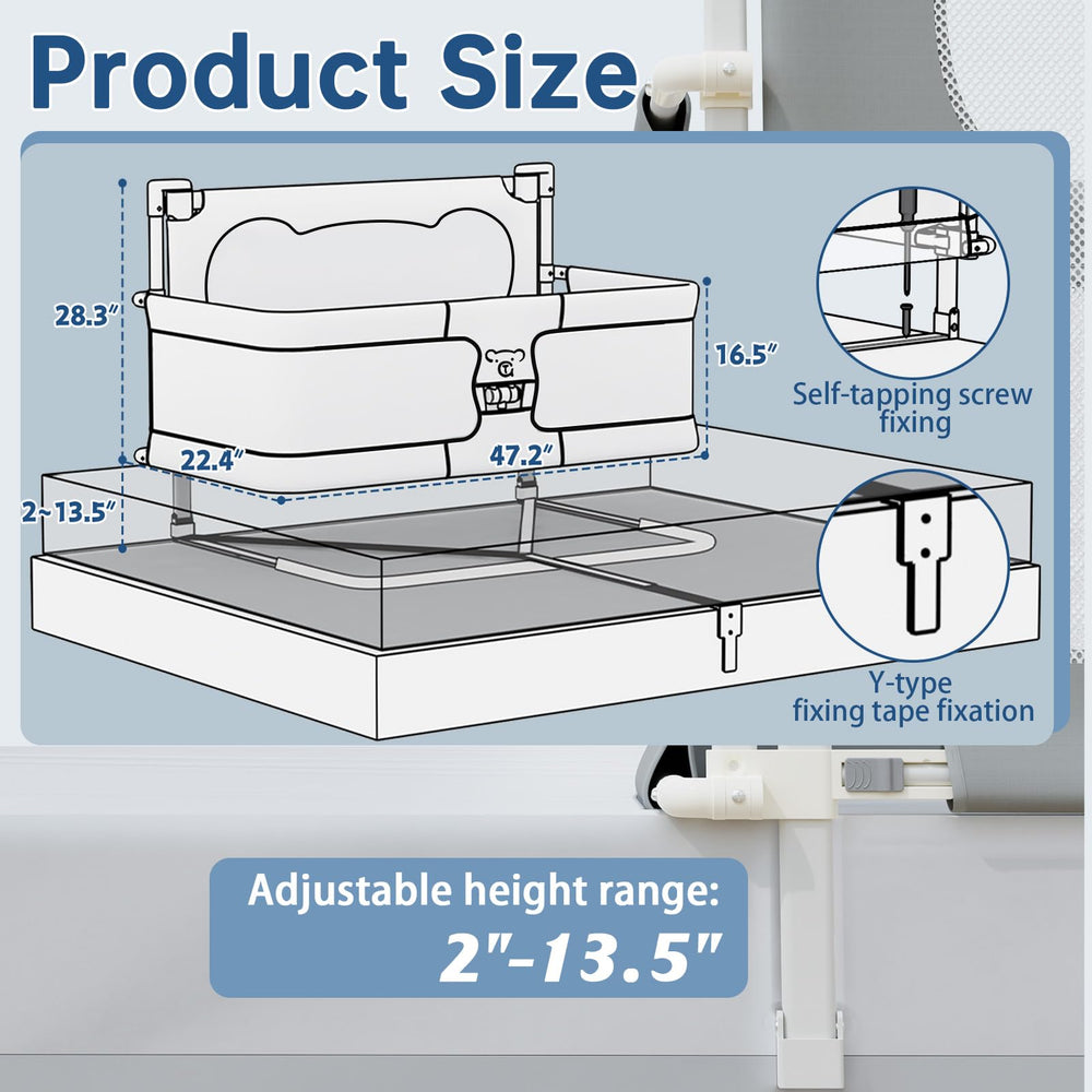 JWPEHOE bedside sleeper with adjustable side rail for easy baby access.