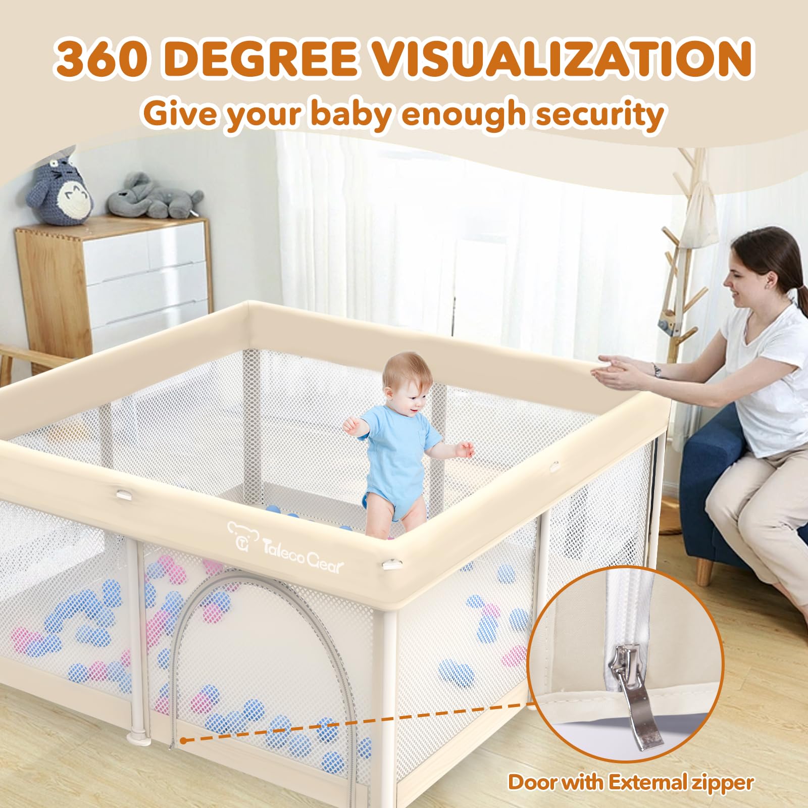 JWPEHOE foldable playpen portable travel bag simplifies on-the-go setup.