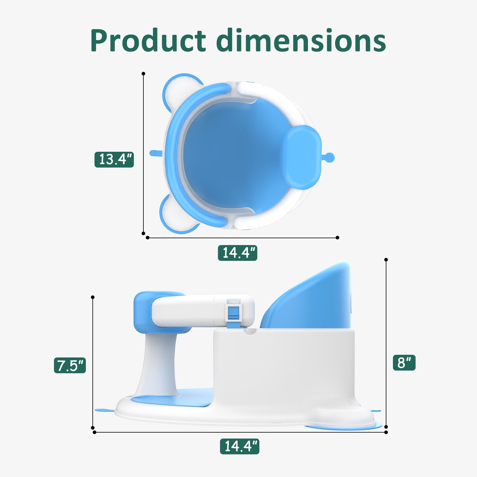 JWPEHOE travel-ready bath seat stores compactly for trips