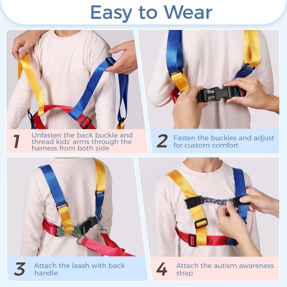 JXM safety harness with detachable autism strap promotes stable fit.