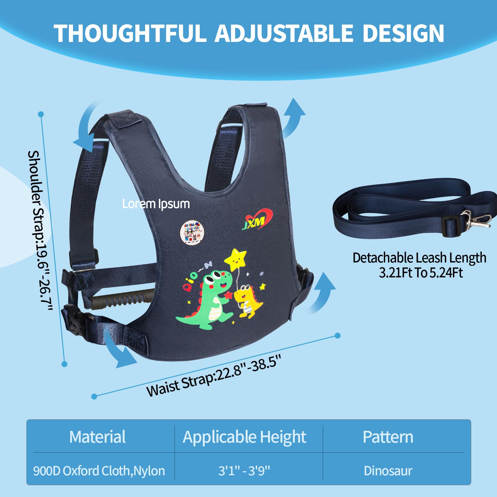 JXM Safety Harness secure buckles offer reliable closure that little hands can’t easily undo.