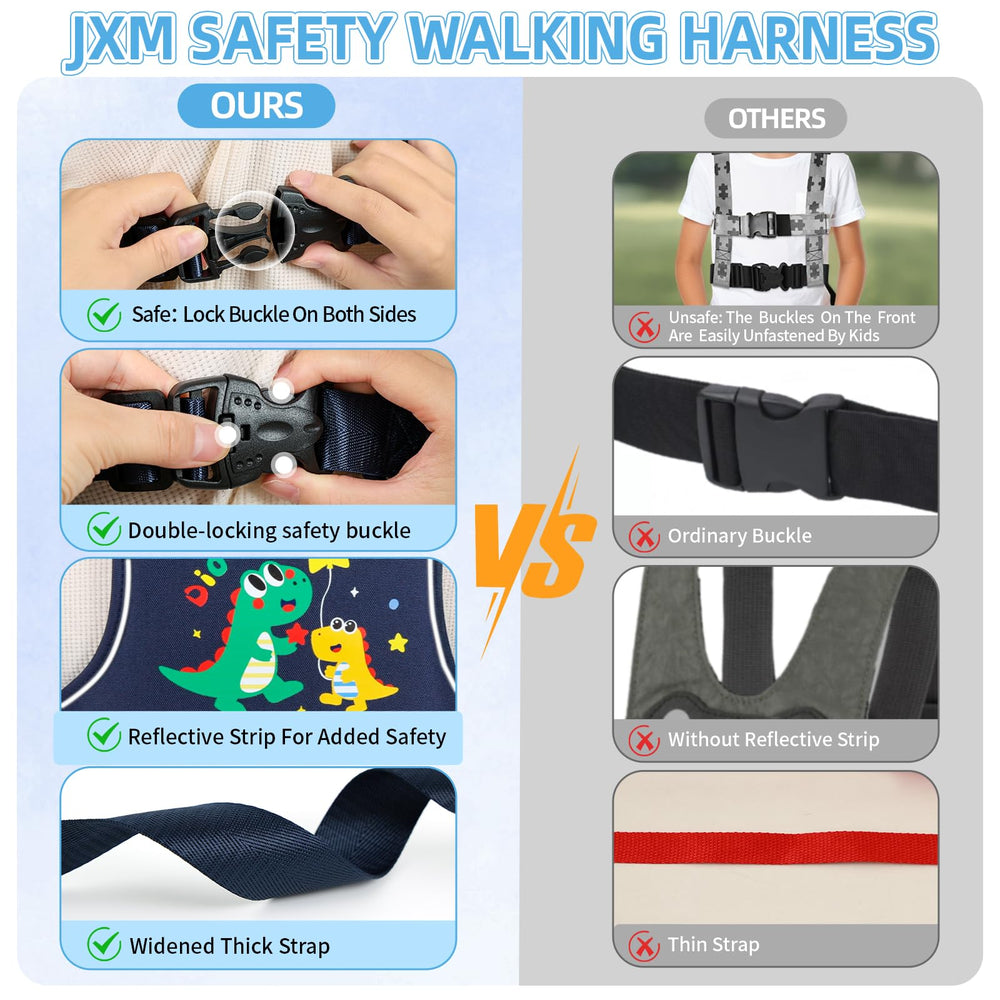 JXM safety walking harness back-handle enables discreet caregiver assistance when needed.