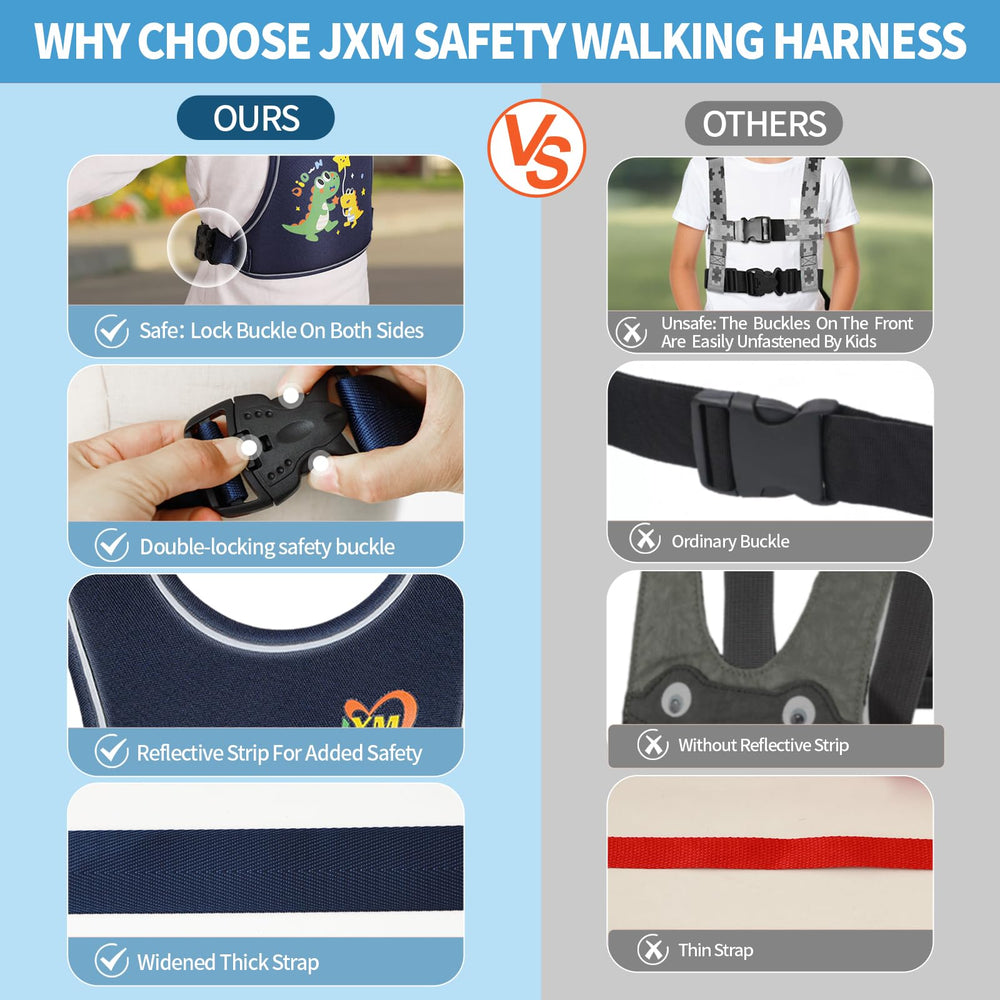 JXM back tether extends for flexible crowd control during travel.