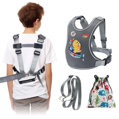 JXM Safety Walking Harness for Big Kids front view with reflective trim for visibility.
