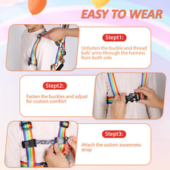 JXM safety walking harness detachable autism-awareness strap aids community recognition.