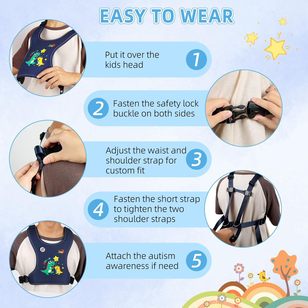 JXM safety walking harness discreet-design blends with clothing for low-profile supervision.