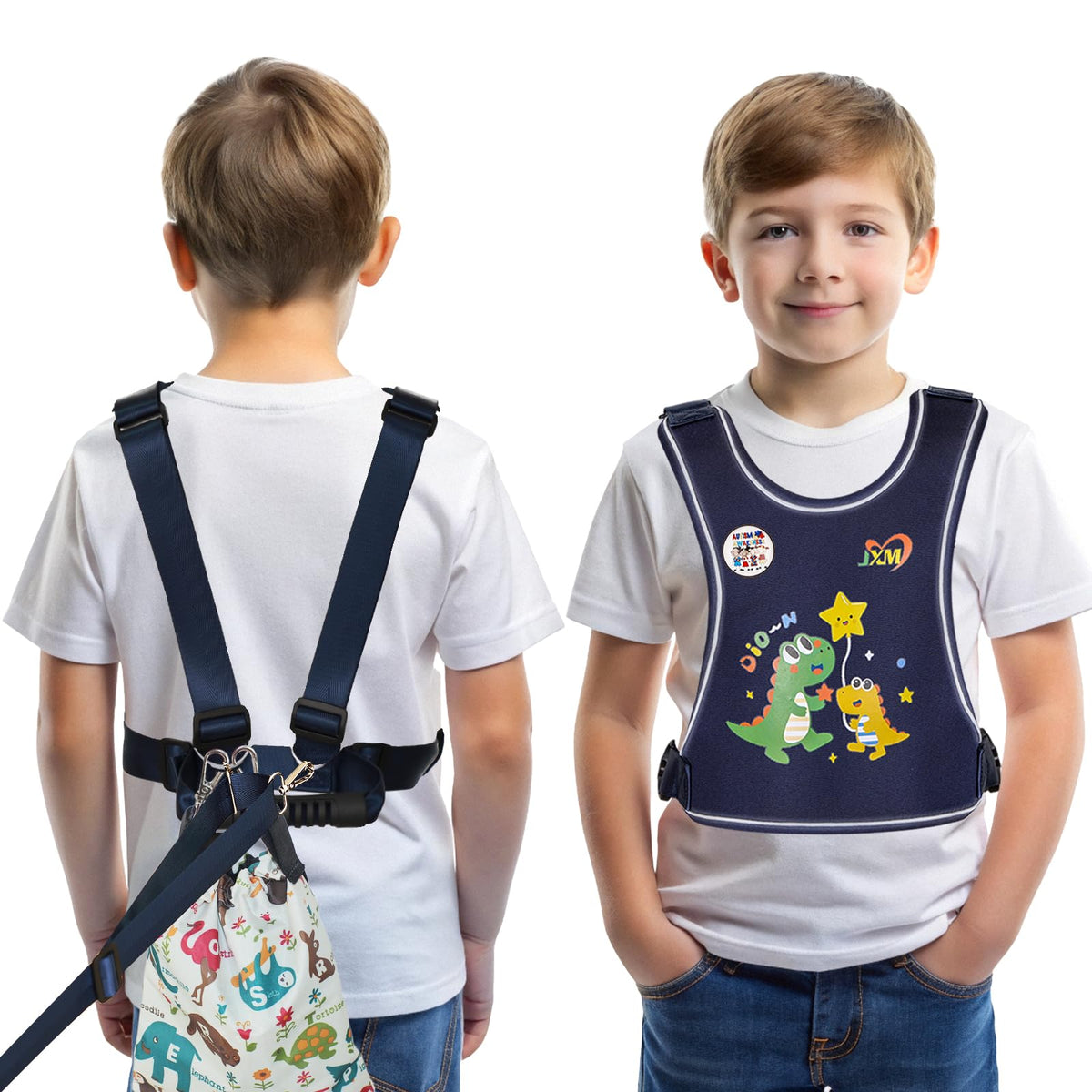 JXM safety walking harness vest keeps active kids secure during crowded outings.