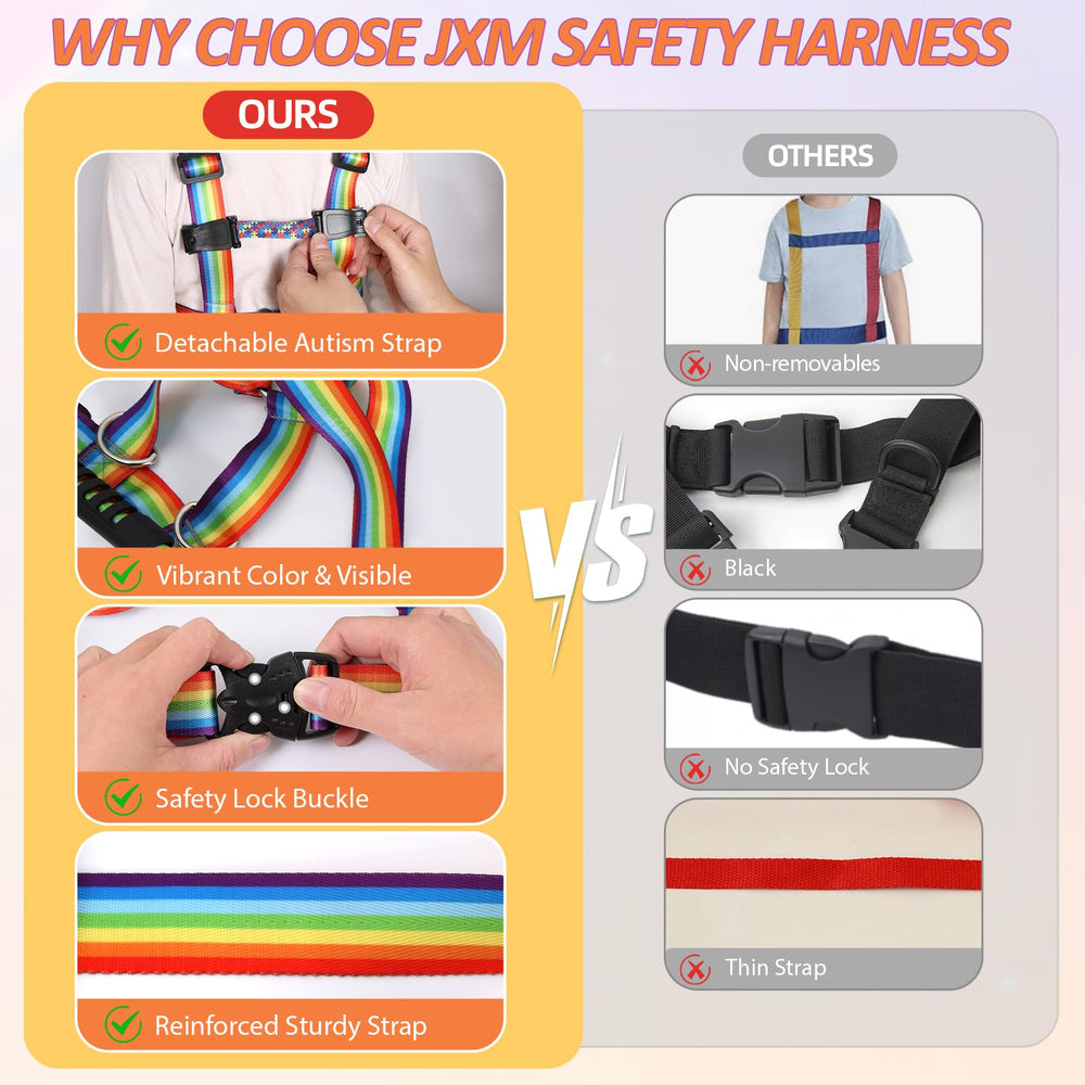 JXM safety walking harness tether in use supports balanced exploration.