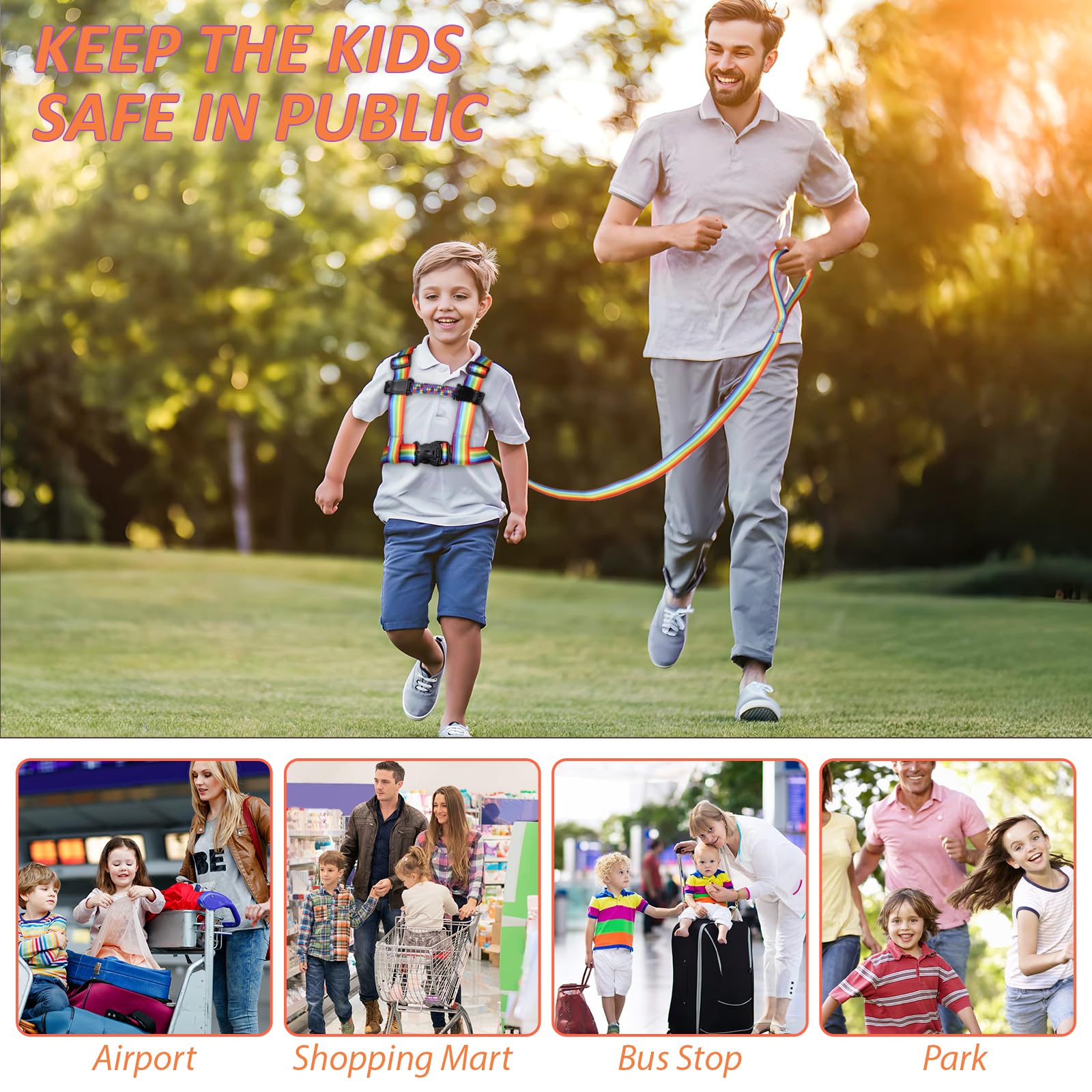 JXM safety walking harness wearing in public offers safer family outings.