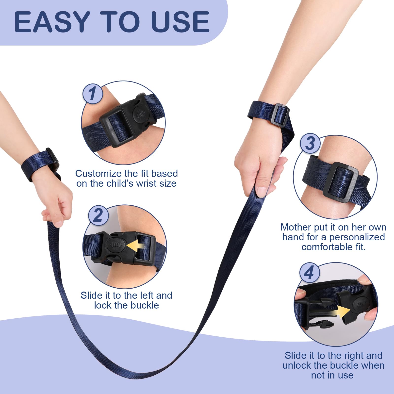 JXM Secure Wrist Leash adjustable tether extended for flexible distance during activities.