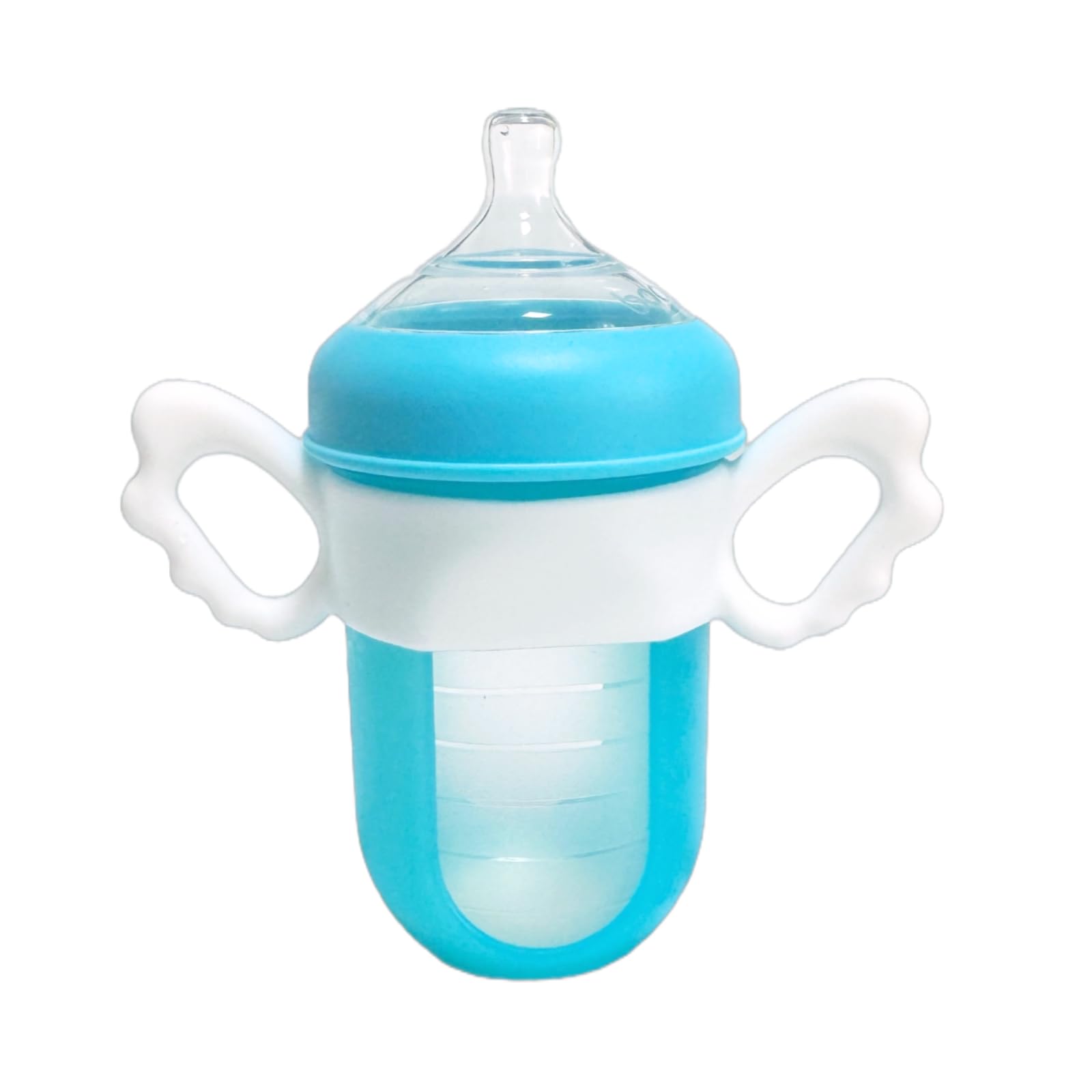 JXMYJR bottle handles in use for easy-grip feeding on the go.