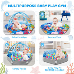 Jyusmile six removable toys including ocean animals and a rattle for sensory play