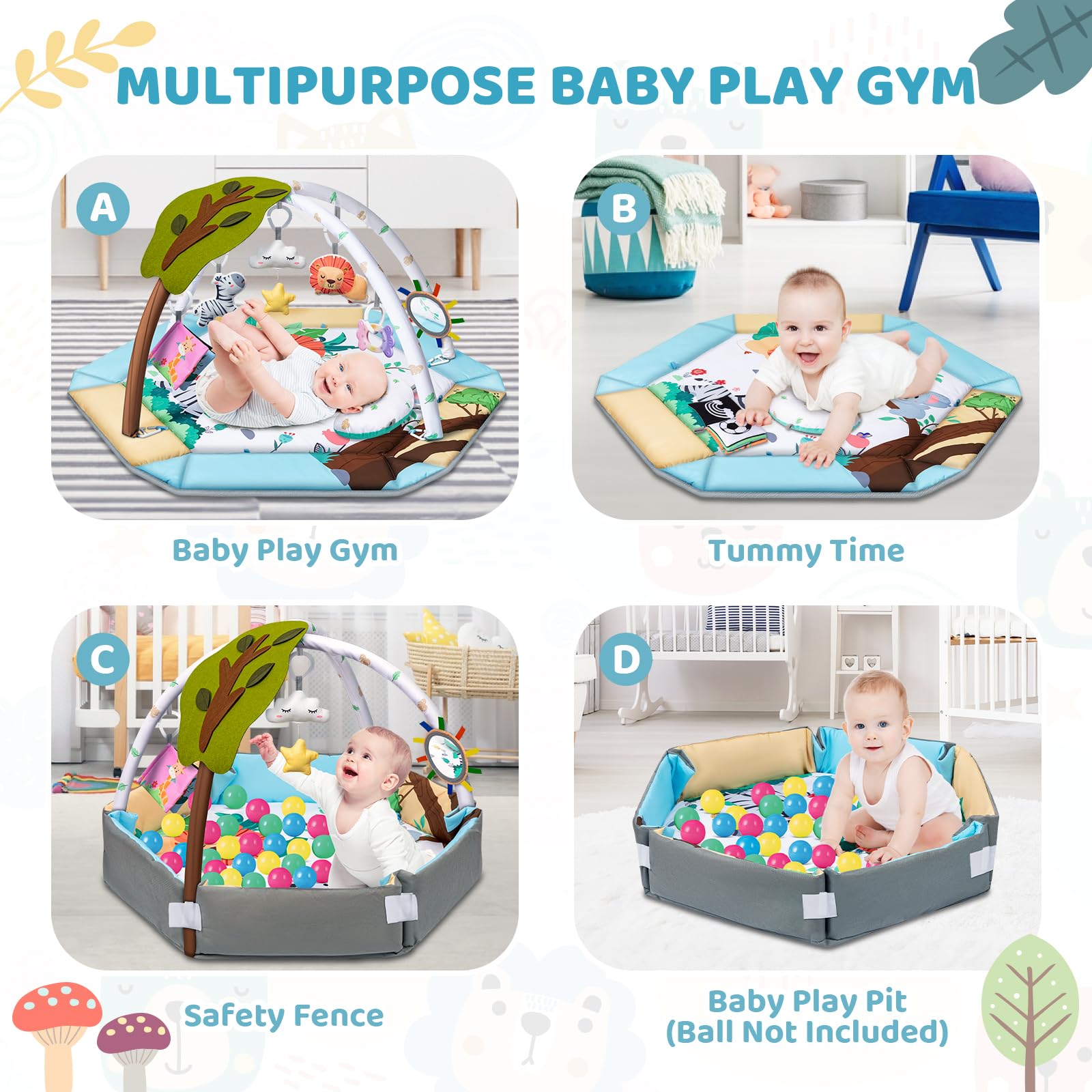 Jyusmile forest design image highlights bright colors for baby attention
